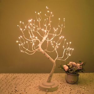 SUBZONAL-Arbre Lumineux LED, 108 LED Lampe d&eacute;corative, 8 Modes, Fonctionne USB/Batterie Bonsa&iuml; de Table Arbre Artificiel, Branches R&eacute;glables, Lampe Arbre Lumineux pour F&ecirc;te, No&euml;l, Mariage, D&eacute;coration - Neuf