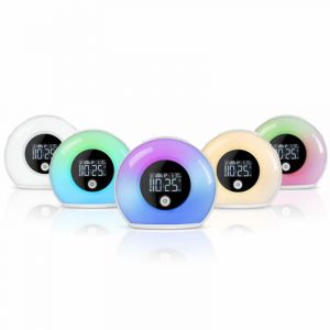 Réveil avec Bluetooth haut-Parleur et LED de Lumière d'Ambiance, Lumière de Nuit - Neuf