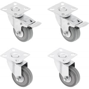 ChenQuanSarl-Lot De 4 Roulettes Pivotantes Pour Meubles Ø75Mm, Roulettes Gr s Pour Meuble Greyroll, 2 Roulettes Avec Frein Et 2 Roulettes Sans Frein. Km-Greyroll 75 Mm - Neuf