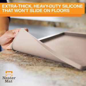 Brands Neater Mat Tapis De Gamelle En Silicone Imperméable Pour Protéger Les Sols De La Nourriture Et De L'eau (40,6 X 25,4 Cm Silicone, Brun) - Neuf