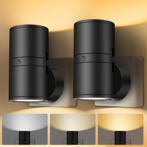 Veilleuse Prise Electrique, 2 Pi&egrave;ces Led Veilleuse Du Cr&eacute;puscule &Agrave; L'aube Avec Capteur, Trois Temp&eacute;ratures De Couleur, Luminosit&eacute; R&eacute;glable, Veilleuses &Agrave; Brancher Sur Le Mur Pour Chambre, Couloir - Neuf