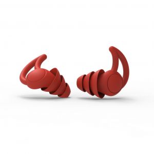 Bouchons d'oreilles insonorisés, réduction du bruit 30 dB-40 dB, bouchons d'oreilles étanches et réutilisables pour dormir, lire, voyager, travailler et nager, rouge - Neuf