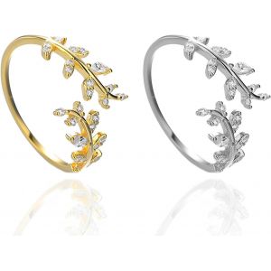 Kal-2 Anneaux Ouverts, Bague Personnalisable En Forme De Feuille Enroul&eacute;e, Bague R&eacute;glable, Bijoux De Main Exquis Pour Femmes, Accessoires De Mode, Convient Pour Se D&eacute;guiser, Sortir Et Offrir (Or, - Neuf