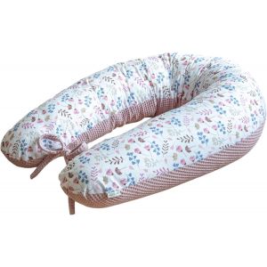 Coussin De Grossesse &iquest; Coussin D'allaitement 190 Cm &iquest; Coussin Lat&eacute;ral 100% Coton &iquest; Avec Housse Amovible &iquest; Coussin Ergonomique Pour Dormir Pendant La Grossesse (Taupe Gaufr&eacute;/Prairie Brune) - Neuf