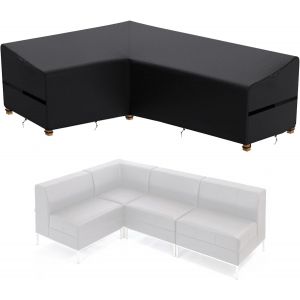 Housse De Protection Pour Meubles De Jardin En Forme De L Imperm&eacute;able&iquest;Housse De Canap&eacute; D'angle De Jardin Avec Cordon De Serrage, Bache Salon De Jardin En Forme De L 420d (210*270*60cm,Noir) - Neuf