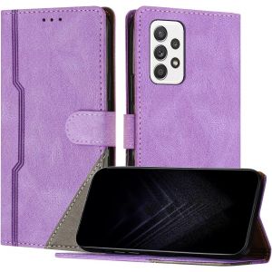 Kal-&Eacute;tui Pour Samsung Galaxy A33 5g, Housse En Cuir Pu Avec [Protection Antichoc Tpu] [Fonction Support] [Porte-Cartes ] Antichoc Magn&eacute;tique Coque Pour Galaxy A33 5g - Violet - Neuf