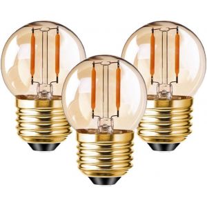 Kalanka-Lot De 3 Ampoules Led Vintage E27 1,5 W G40 Ambr&eacute; &Agrave; Intensit&eacute; Variable - Blanc Chaud - 2200 K - &Eacute;quivalent &Agrave; 15 W - Pour Plafonnier D'int&eacute;rieur - Neuf