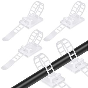 Lot de 50 Serre-Câbles et Serre-Câbles avec Support Auto-Adhésif,Serre-Câbles Réglables en Nylon avec Option Vis,Gestion des Câbles pour la Maison et le Bureau Blanc - Neuf