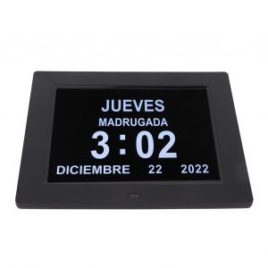 Horloge calendrier numerique de 8 pouces, gradation automatique, rappel de prise de medicaments, calendrier electronique, reveil, 110-240 V, prise UE noire - Neuf