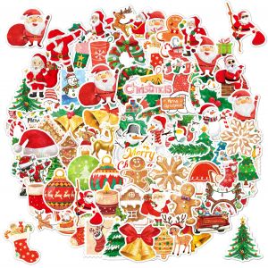 Lot De 100 Autocollants De Noël En Vinyle Imperméables Pour Enfants, Cadeaux, Valises, Bureau, Cahiers, Portes, Cartes, Fenêtres - Neuf