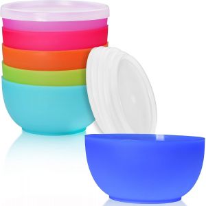 Neo Bol Plastique 6 X 12 Cm/350 Ml-Couleur-Avec Couvercle-Bol Petit Dejeuner-Bol Bebe - Neuf