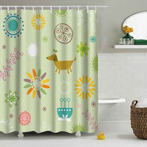 Rideau de douche 180 x 180 (Style 10) - Rideau de douche en polyester épais, lavable en machine, résistant à la moisissure et imperméable - Neuf