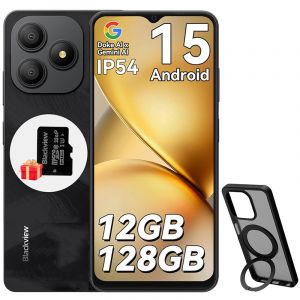 Blackview WAVE 9C T&eacute;l&eacute;phone Portable 6.56" 12Go+128Go 13MP+8MP 5000mAh Android 15 Smartphone Dual SIM Face ID,3 Carts Slots - Noir - Neuf