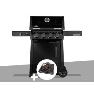Barbecue gaz Freestyle 425 noir 4 br&ucirc;leurs + 1 r&eacute;chaud lat&eacute;ral + Plateau charbon - Napol&eacute;on - Neuf