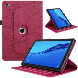 Eryi-Coque Pour Tablette Huawei Mediapad M5 Lite 10.1"" 2018 Tablette Cover Étuis Cuir 360°Rotatif Multi-Angle Stand Flip Housse Cover Huawei Mediapad M5 Lite 10.1"",Rouge Arbres - Neuf
