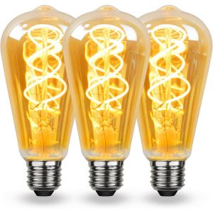 Ampoule Led E27 Vintage Filament Spiralé Céramique, Dimmable 4w Blanc Chaud, Lumière Douce, Edison Ambre - Pour Salon, Chambre À Coucher, Couloir[Amp742880] - Neuf