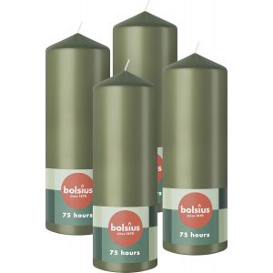 SANSH-- 4 bougies piliers - Vert - 20 x 7 cm - intérieur - Longue durée de combustion de 75 heures - Sans parfum - 5% Cire naturelle végétalienne - Sans huile de palme - Neuf