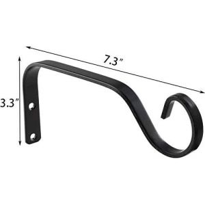 KALANKA-Lot de 2 supports muraux en fer pour plantes, panier à suspendre, lanterne, mangeoire à oiseaux, carillons, clôtures, jardin, balcon, décoration noire avec vis et vis d'extension - Neuf