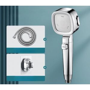 Pommeau De Douche &Agrave; Haute Pression,T-Shirts D'Eau,3 Modes,R&eacute;glable,Arr&ecirc;t &Agrave; Une Touche,Pulv&eacute;risateur De &Eacute;nergie,Accessoires Hoaccessrespiration.Silver 3Pcs Set. - Neuf