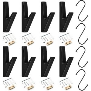 8 Pi&egrave;ces Crochets &agrave; Visser Pat&egrave;re Murale,Crochet Porte Manteau Avec 4 crochets en S,Mural &eacute;quip&eacute; de vis de Montage,Patere Murale pour Entr&eacute;e,Pat&egrave;res Noires Mates pour Salles de Bains, Cuisines - Neuf