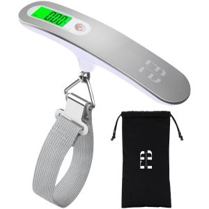 KALANKA-P&egrave;se Bagage &Eacute;lectronique avec Housse Exclusive | P&egrave;se Valise de Voyage et Peson &Eacute;lectronique Compact, Balance Bagage Portable jusqu'&agrave; 50kg/110lb avec Fonction Tare - Id&eacute;al pour Voyage - Neuf