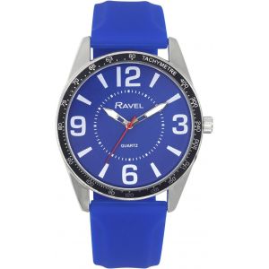 Eryi-- Montre Homme Argentée À Gros Chiffres Avec Anneau Supérieur Noir Sur Bracelet Sport En Silicone - Quartz Analogique - Rs001 - Neuf