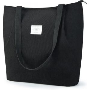 Waterproof Corduroy Tote Bag With Zipper Casual Hobo Shoulder Bag Handbag Large Capacity Cord Tote Bag Women Shopping Bag For School Work College Daily Use - Neuf