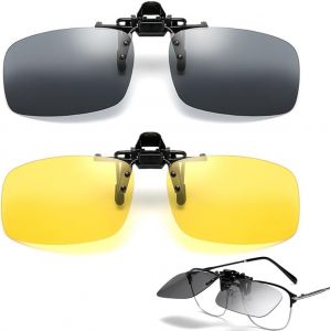 Lunettes Conduite De Nuit Polaris&eacute;es, Clip Solaire 2 Pi&egrave;ce, Clip Lunettes De Soleil Polaris&eacute;es, Relevable, Pour Hommes Femmes Pour La Conduite Et Les Activit&eacute;s De Plein Air - Neuf
