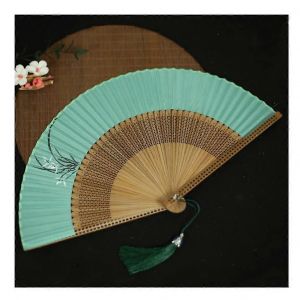 eventail pliant decoratif en soie et bambou imprime de fleurs style vintage, cadeau pour femmes et hommes (Couleur : Rose prune) - Neuf