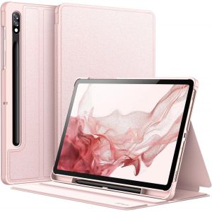 JGD-Coque pour Samsung Galaxy Tab S8 2022/S7 2020 11 Pouces avec S Pen Porte-Stylet, Fine Folio Protecteur Tablette Housse &Eacute;tui, Multi-Angle Affichage (Pinkgold) - Neuf
