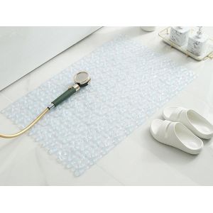 Tapis de bain antid&eacute;rapant &agrave; galets 33x63cm PVC blanc - Neuf