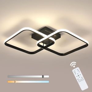 Ulteronixshop-Plafonnier Led Dimmable Salon, 50w Lampe De Plafond Noir En Acrylique 5625lm, Luminaire Plafonnier Carr&eacute; Avec T&eacute;l&eacute;commande 3000k-6500k Pour Cuisine Chambre, 64cm - Neuf