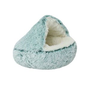 Niche Confortable &Agrave; Capuche Pour Chat - Lit Apaisant En Velours Pour Petits Chiens Et Chats, Antid&eacute;rapant, Design En Peluche Douce, Diam&egrave;tre 40 Cm - Neuf