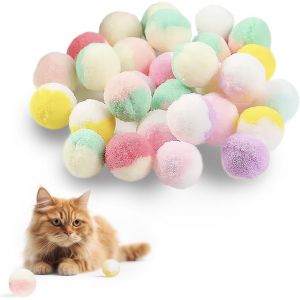 Subzonal-50 Pièces Chat Jouet Boules, Doux Chat Boules Chaton Pom Poms Boule Chat Jouer Jouet Les Chats D'intérieur Interactive Pompon Balle Jouet 3 Cm - Neuf