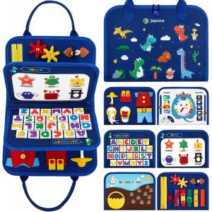 Jouet Montessori Busy Board pour Enfant, Jouet Educatif pour Apprendre Motricité Fine et Compétences de Vie, Cadeau pour Enfant 1 2 3 Ans (Bleu).[G1428] - Neuf