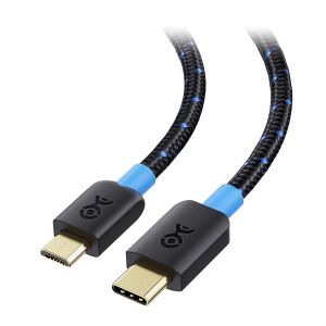 THEF-Câble micro usb vers usb c 2 m (Câble usb c vers micro usb, Cable usb c micro usb) avec Jaquette Tressée en noir - Neuf