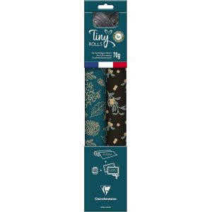 Eryi-223889c - Kit D'emballage Cadeau Zéro Plastique - 2 Rouleaux Papier Cadeau Kraft Recyclé 5mx35cm - Bobine Ruban 20m + 10 Étiquettes Cadeaux A Découper - Bleu/Noir -Emballage Responsable - Neuf