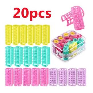 Rouleaux Bigoudis,Rouleaux de Cheveux en Plastique,Rouleaux Encliqueter,Rouleaux Auto-Agrippants,Sans Chaleur,pour Salon,Femme,20pcs - Neuf