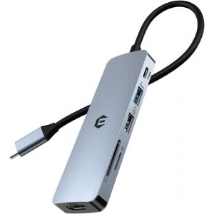 Hub Usb C, Adaptateur Usb C 6 En 1 Pour Macbook Air/Pro, Station D'Accueil Double Affichage 4K Hdmi (Usb A 3.0, 100W Pd, Sd/Tf Slot) Type C Pour Imac, Ipad Pro, Dell, Hp, Surface, Xps - Neuf