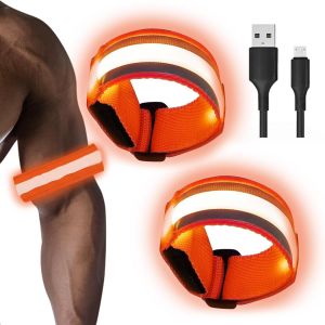 Lot De 2 Bracelets Led Rechargeables Avec Usb-Bande Led Réfléchissante Avec 3 Modes D'éclairage,Étanche & Réglable-Éclairage De Sécurité Pour Course À Pied,Jogging,Vélo.[R109] - Neuf