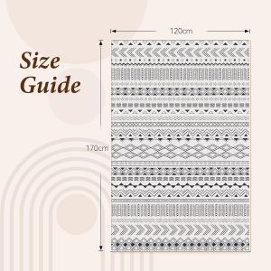 Tianyi-Tapis Salon Lavable 120x170 - Grand Tapis Salle A Manger,Moquette Chambre/Descente De Lit,Tapis De Sol Lavable En Machine,Tapis Terrasse, Couloir,Antidérapant Et Résistant,Noir/Blanc - Neuf