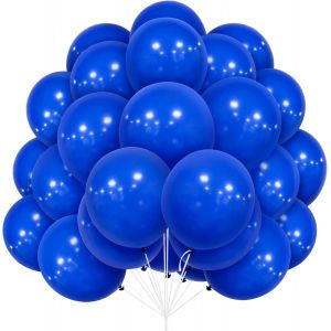 Ballons Bleus, Paquet De 30 Ballons Bleus Foncé En Latex 12 Pouces 30,5 Cm Ballon Avec Weiss Ruban Pour Garçons Geburtstags Fête Des Jungen Abschluss Anniversaire Baptême Baby Shower Décorations Fête - Neuf