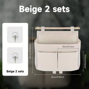 CAUC-Sac De Rangement Mural, 2 Sacs Rangement Suspendu, Convient Aux Maisons, Bureaux, Magasins Et Caravanes (Beige) - Neuf