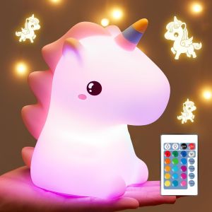 Led Veilleuse Enfant B&eacute;b&eacute;, 16 Couleurs 5 Luminosit&eacute;, Rechargeable, Lampe De Chevet Silicone, Cadeau Fille Licorne - Neuf