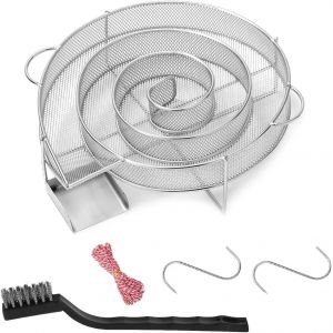 Ulteronixshop-G&eacute;n&eacute;rateur de Fum&eacute;e Froide Ronde pour Fumoir Professionelle - Bo&icirc;te De Fumoir De Granule Fumage Viande Poisson avec Brosse Nettoyage Grille Barbecue - Neuf