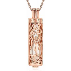 Trahoo-Collier Urne Cylindrique Pour Cendres, Ange, Arbre De Vie, Bijou Funéraire, Pendentif En Forme De Fiole Cylindrique Creuse, Bijou Souvenir Pour Homme Et Femme, Acier Inoxydable, Pas De - Neuf