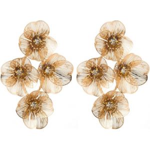 Chenquansarl-Boucles D'oreilles Fleurs Ajour&eacute;es Cristal Brillant Bijoux &Eacute;l&eacute;gants Accessoires F&eacute;minins D&eacute;coration Luxueuse - Neuf