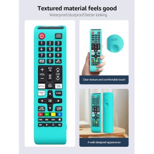 Lot de 2 coques de protection en silicone pour t&eacute;l&eacute;commande TV Samsung Glow in The Dark BN59-01301A Bn59-01315A Bn59-01199F (bleu lumineux) - Neuf