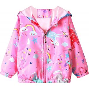 Kalanka-Fille Blouson Enfant Manteau Capuche Vest B&eacute;b&eacute; Sweat-Shirt Motif Animal Zipper Poche Veste Pull-Over Longue Manche Imperm&eacute;ables Manteaux Mignon Outwear Printemps Automne Coupe-Vent 1-7 Ans - Neuf