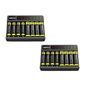 Chargeur de piles &agrave; 8 emplacements pour piles rechargeables AA, AAA et NiMH - Neuf